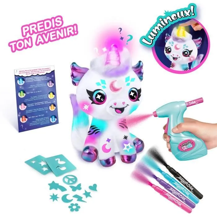 Canal Toys - Airbrush Plush - Peluche Licorne Cosmique à personnaliser avec corne lumineuse - AIR 028-8