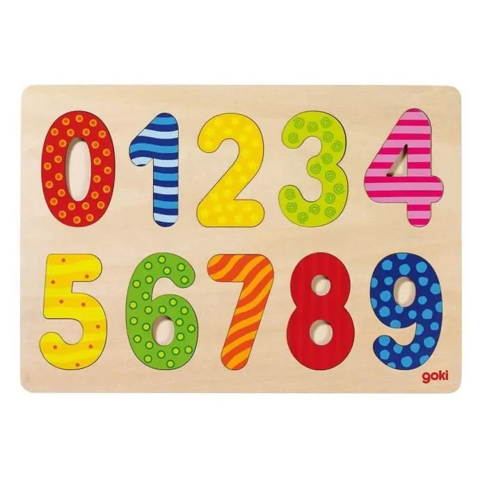 Puzzle en bois GOKI - Chiffres 0-9 - Pour Bébé de 2 ans et plus - 10 pièces-0