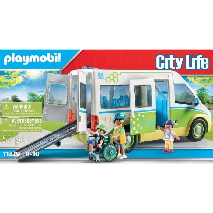 PLAYMOBIL 71329 Bus scolaire, City Life, L'école, 53 pièces, Dès 4 ans-6