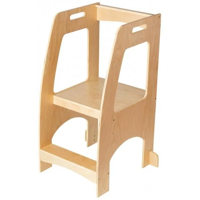 Mamabrum Tour D'apprentissage Marchepied pour Enfants avec Barrières - Marchepied, 2 Niveaux - Charge max 100 kg - bois massif-0
