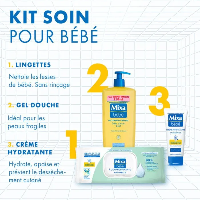 Lot de 18 - MIXA BÉBÉ LINGETTES NETTOYANTES A L'EAU NATURELLE x48-3