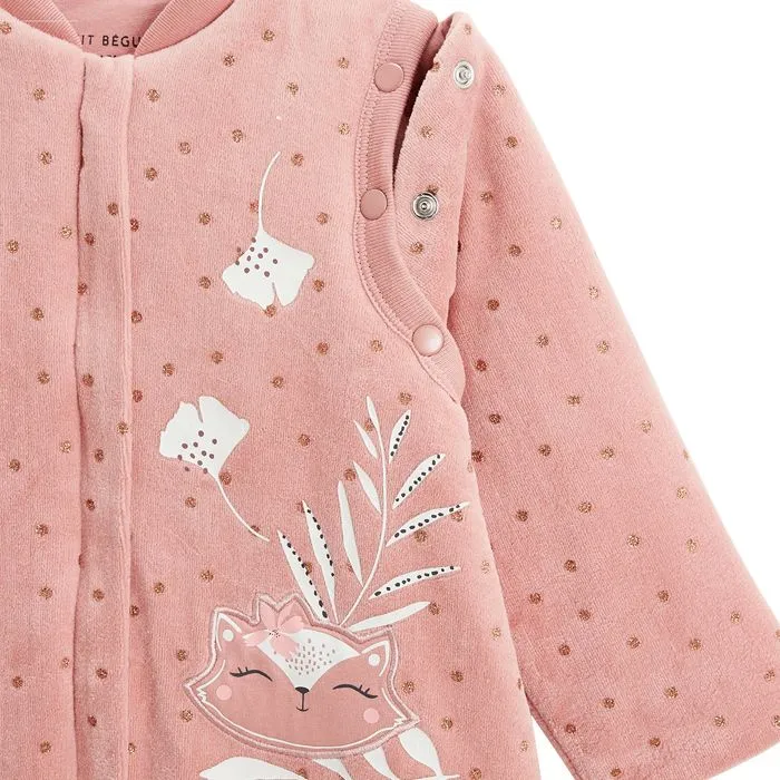 Turbulette d'hiver en velours avec pieds retroussables et manches amovibles bébé Rosa-2