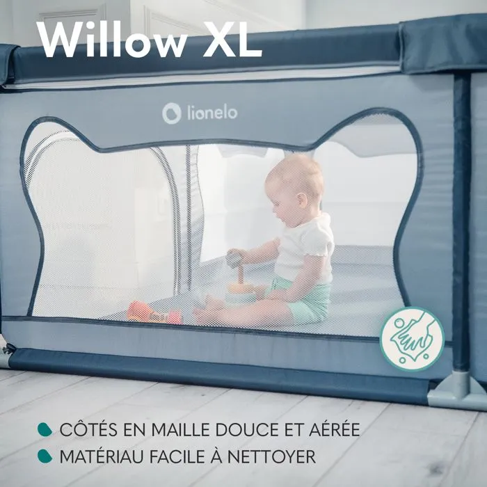 Parc Bébé LIONELO Willow XL - 207x187 cm - Côtés en maille - Grand terrain de jeu de sécurité - Grille de protection - Gris-2