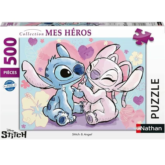 Puzzle 500 pièces - Nathan - Stitch & Angel - Dessins animés et BD-1