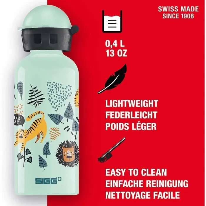 Gourde pour enfant en aluminium - Safari - 0,4L - Vert amande-3
