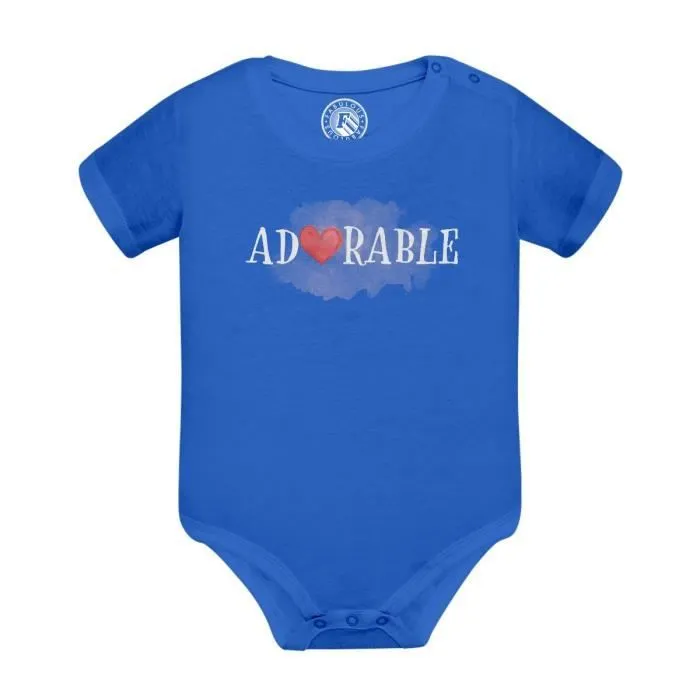 Body Bébé Manche Courte Bleu Adorable Coeur Saint Valentin Mignon-0