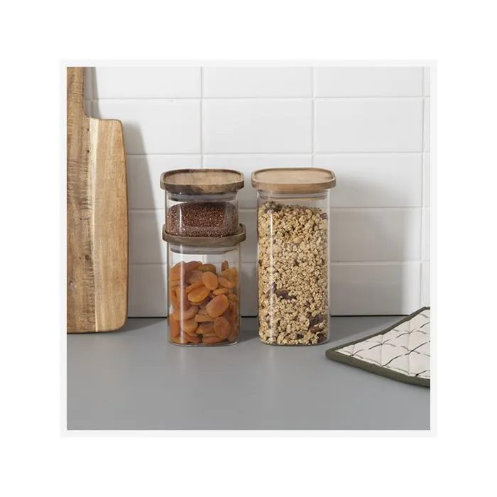 Bocal en Verre "Hermet" 2L Transparent & Marron-3