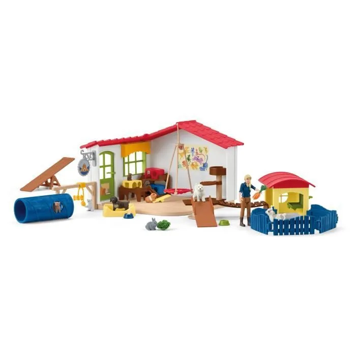 Hôtel des Animaux de la Ferme - Grand coffret de 54 Pièces de Jouets Schleich avec Chien, Chat, Lapin, Accessoires et Plus - Cadeau-1