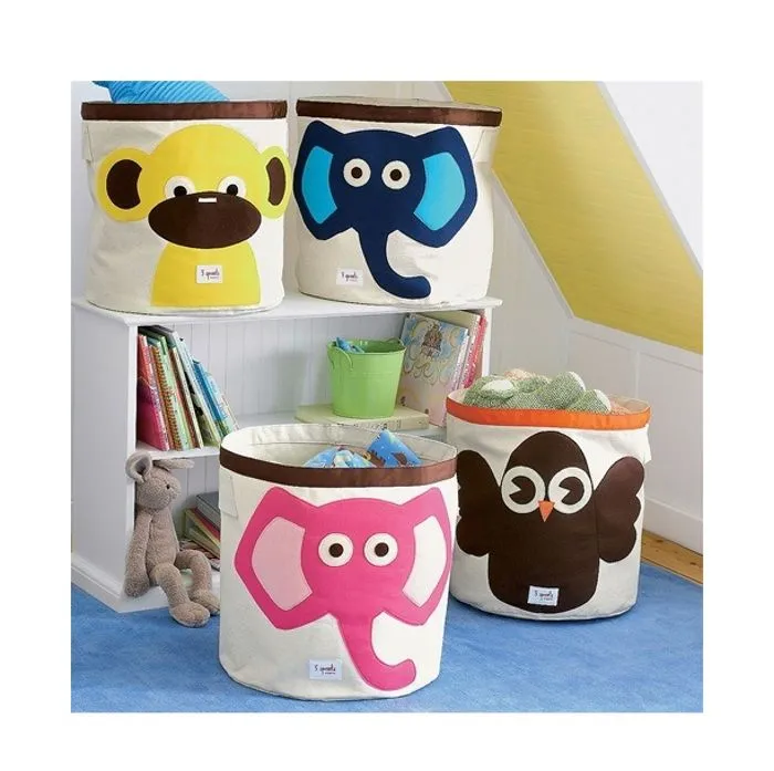 3 Sprouts - Sac à jouets Eléphant Rose - ELEMENTS FOR KIDS-1