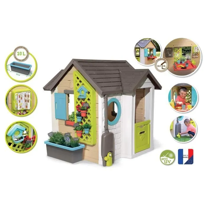 Smoby - Maison de jardin Garden House - 21 accessoires de jardinage - Récupérateur d'eau - Fabriqué en France-3