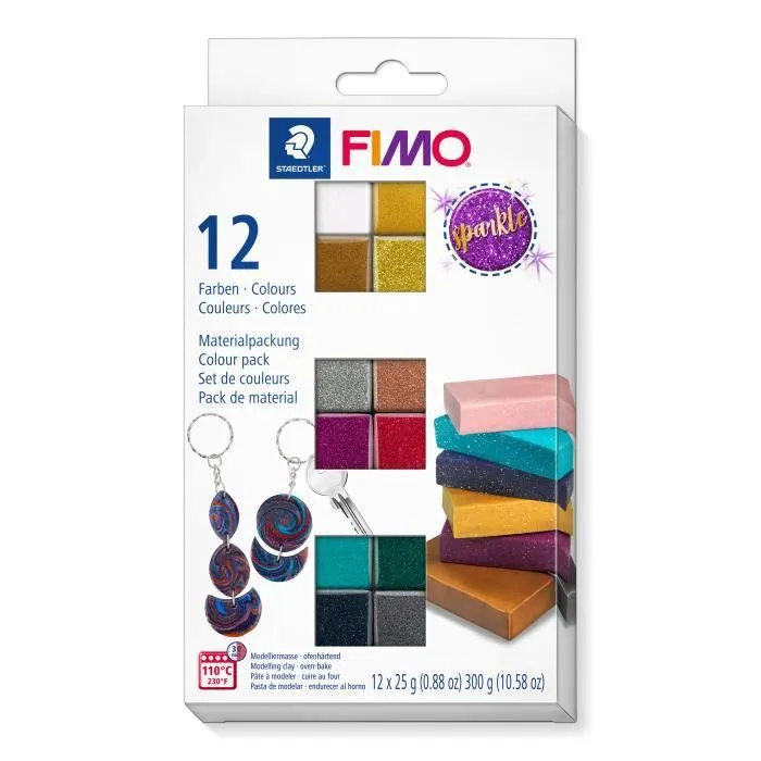 Pâte à modeler - FIMO - Assortiment FIMO soft « Effet sparkle » - 12 pièces - 25 g - Mixte-0