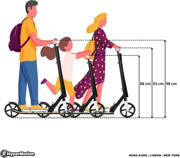Trottinette Enfants Ado Pliable HyperMotion, +7 ans Charge max 100kg, Guidon réglable, Aluminium, roulements ABEC-7, frein à Pieds-5