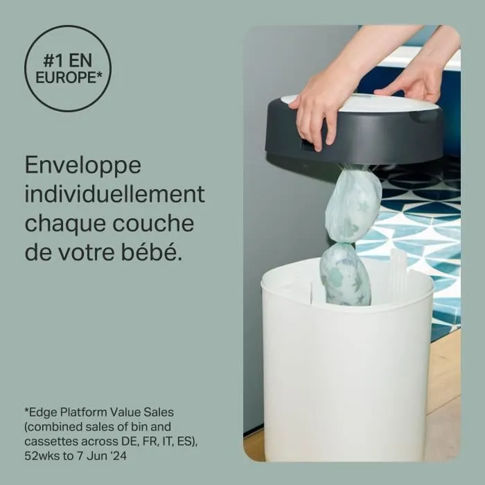 Tommee Tippee - Poubelles à couches - Twist & Click - Anti-Odeurs Anti-Germes - 1 cassette - Film multicouche antibactérien - Blanc-1