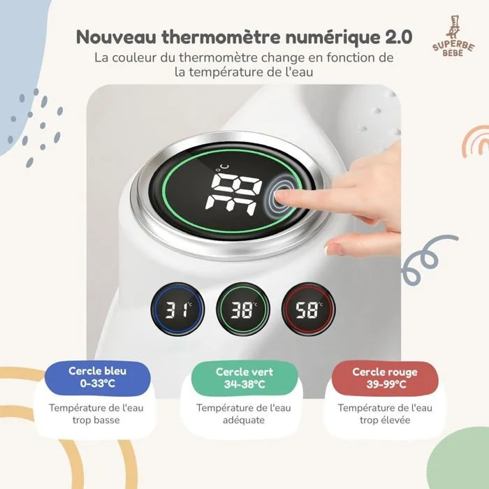 Baignoire bébé pliable - Thermomètre et transat inclus - LEAF - Grey | SUPERBE BEBE-4