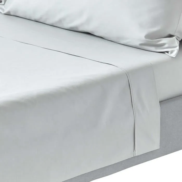 Drap plat uni 100% coton égyptien 200 fils Gris argent 275 x 275 cm-0