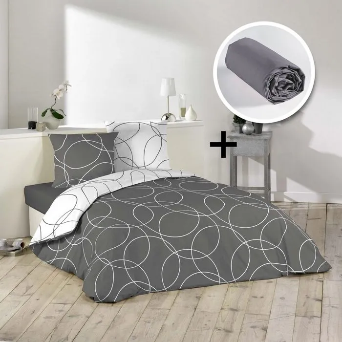 pack parure 1 housse de couette microfibre 240 x 220 + 2 taies 63 x 63 elton + 1 drap 140 x 190-0