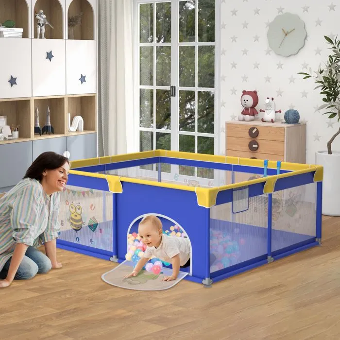 LILIIN Parc pour bébé Barrière de Parc 180x150cm Centre d'activités Aire de Jeux de sécurité en Maille Respirante (Petit Animal)-5