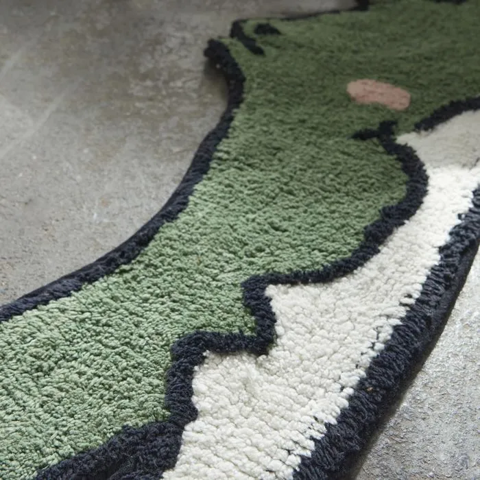 Tapis crocodile en coton tufté Vert 130x46 cm-1