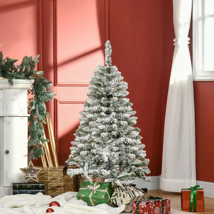 HOMCOM Sapin de Noël Artificiel enneigé 120H cm 200 Branches épines Imitation Nordmann Grand réalisme-2