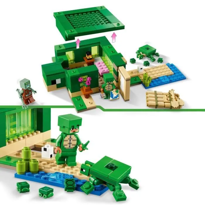 LEGO® 21254 Minecraft La Maison de la Plage de la Tortue, Jouet avec Accessoires, Minifigurines des Personnages du Jeu Vidéo-2
