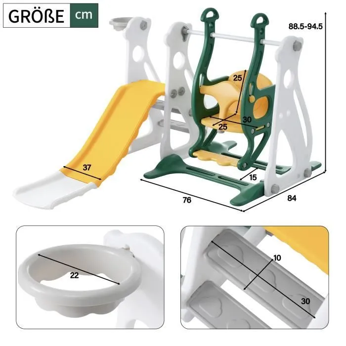 Toboggan pour enfants 4 en 1 - DREAMMESPACE - Vert - PP - 3-12 ans - 50 kg-3