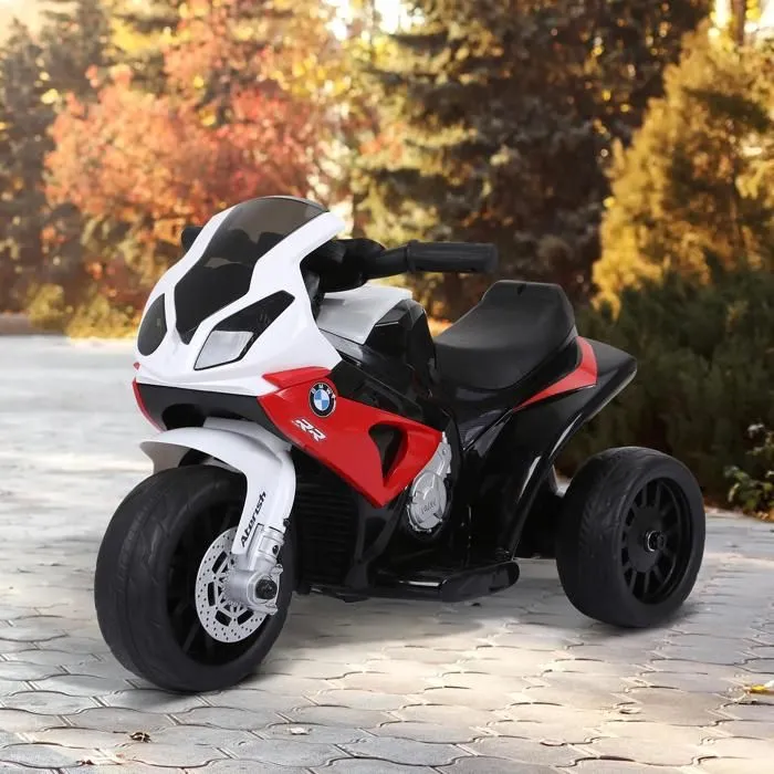 Moto électrique enfants - HOMCOM - 3 roues et 2,5 Km/h - avec effets lumineux et sonores - charge max. 20 kg - BMW S1000 RR - rouge-2