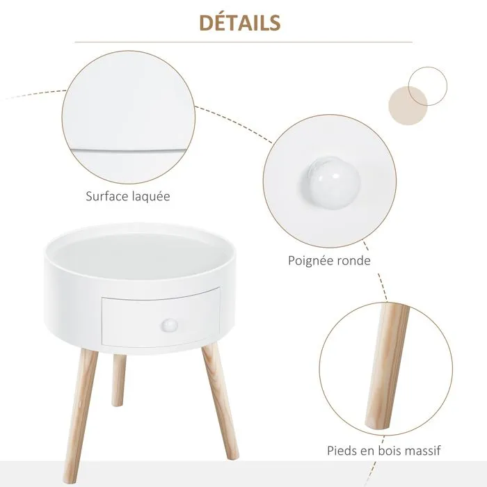 HOMCOM - chevet - Bois - 38x38x45cm - Blanc-4