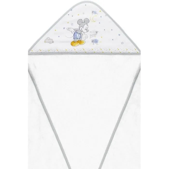 Disney cape de bain Mickey Mouse junior 100 cm coton blanc/gris-1