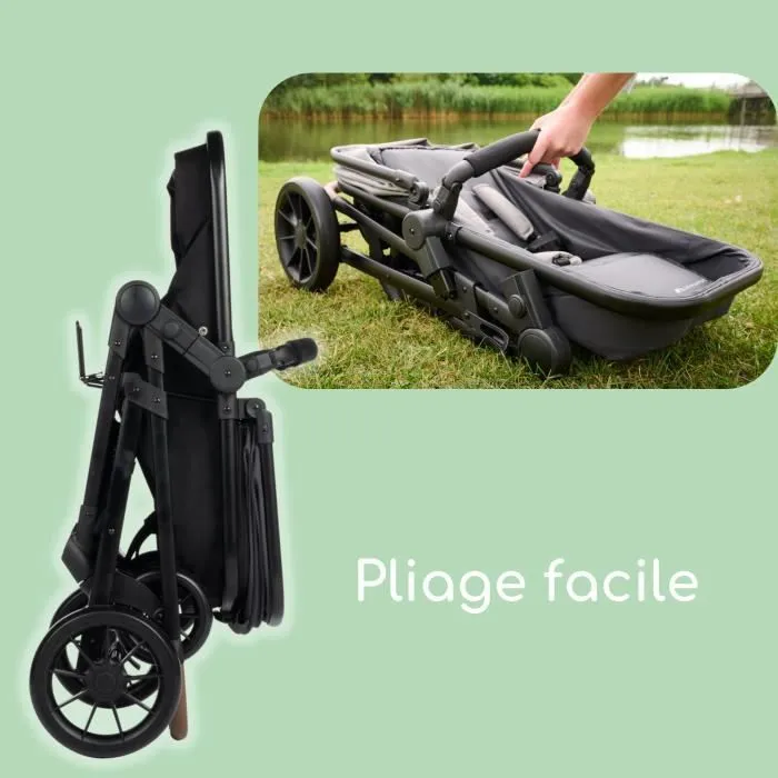 BEBECONFORT HAZE Poussette 3 en 1 i-Size - Nacelle + Siège auto Gr0+ Habillage pluie inclus - naissance jusqu'à 22Kg, Tinted Gray-4