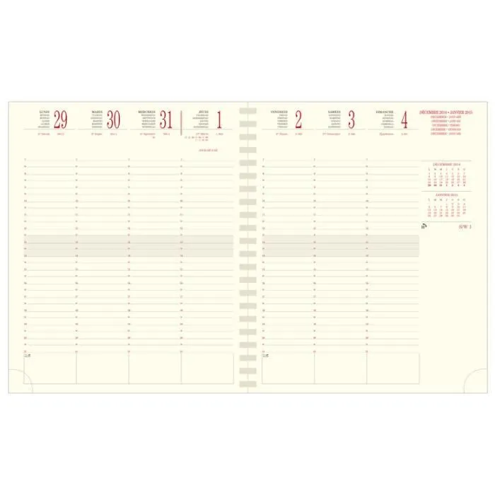 Semainier de bureau - EXACOMPTA - Eurotime 22S - Couverture rigide - Répertoire inclus - Noir-1