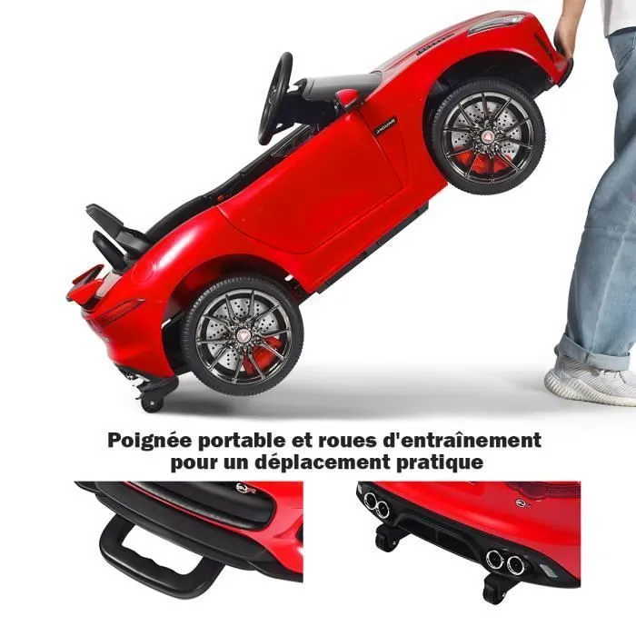 Jaguar Voiture Électrique 12V/4,5 pour Enfants 3-8 Ans, Télécommande 2.4G, 3-5 km/h,2 Moteur, MP3, USB, TF, Récit Rouge-2