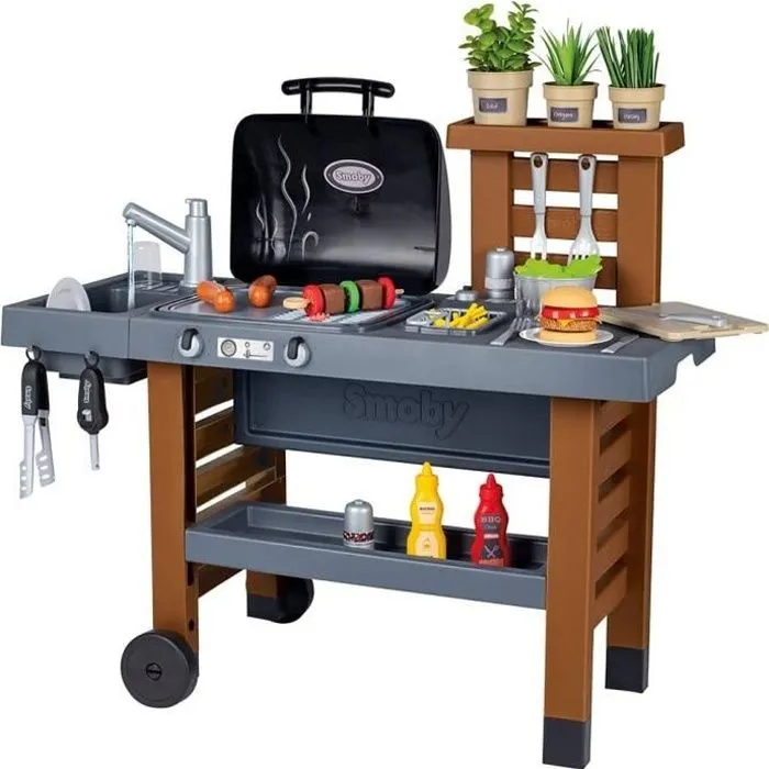 Cuisine d'Extérieur Évolutive Smoby - Grill et Plancha - 40 Accessoires-0