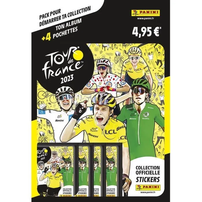 Album Panini TOUR de France 2023 - 1 album + 4 pochettes - Jaune et vert-1