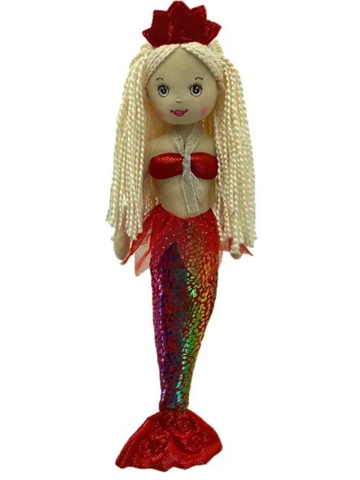 Poupee Sweety toys - 13357 - Poupee en Peluche sirene 45 cm Rouge-0
