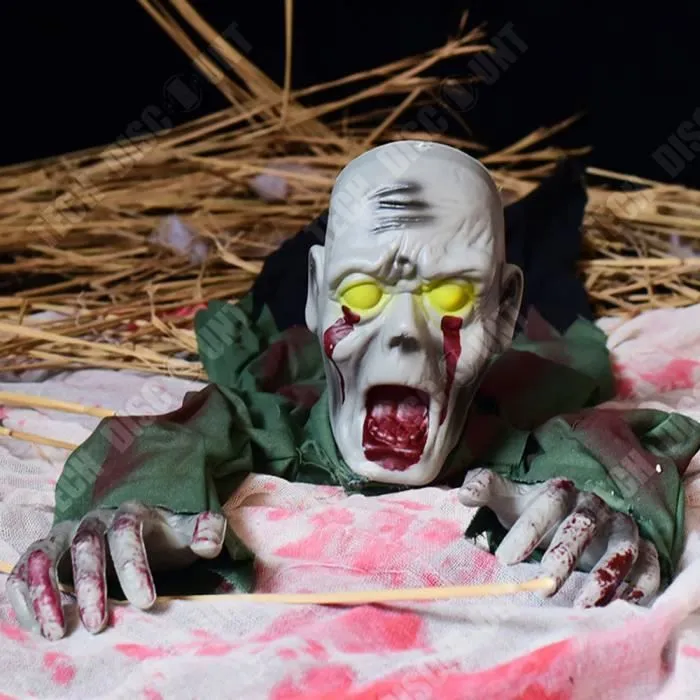 Ornement Halloween - TD® - Visage réaliste - 110x30x20CM - Décoration maison hantée - Plastique et tissu-1