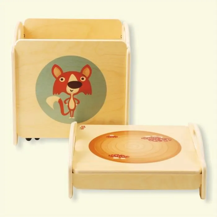 Pouf Coffre à Jouets Enfant en bois - Troncotti - Dida - 28 x 35,5 x 28 cm - Beige-2
