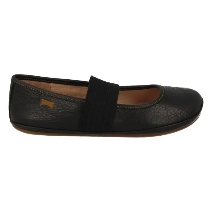 Chaussons enfant en cuir pleine fleur - CAMPER - Right - Noir - Fille - Bande élastique-3