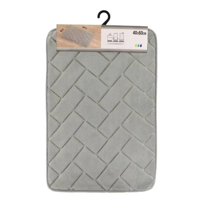 TENDANCE - Tapis de salle de bain Gris en relief 40 x 60 cm-1