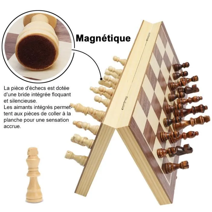 ECHECS jeu de plateau 39x39 cm, Echecs en Bois magnétique Échiquier & Pièces d'échecs Sénateur d'échecs professionnel-2