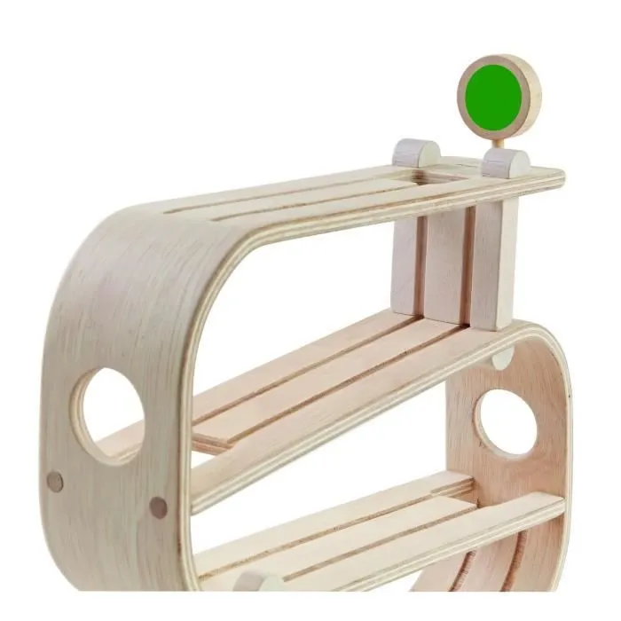 Circuit en bois - PLAN TOYS - Bolides descente - Mixte - 18 mois - Rouge et Bois-2