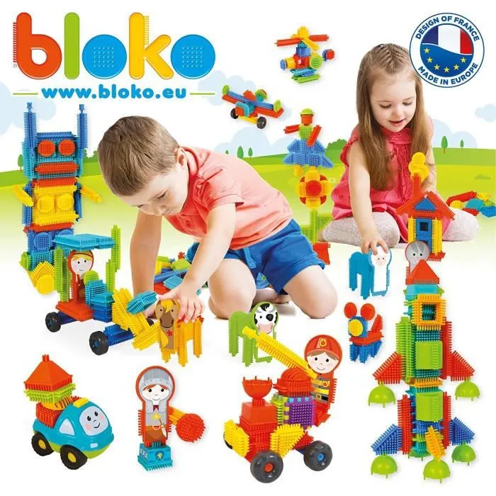 Jouet de construction - BLOKO - Bloko - 200 BLOKO et 2 figurines - Fabrication européenne - Dès 12 mois-1