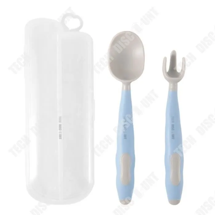 TD® Ensemble de cuillères pour enfants bébé apprendre à manger formation pliable vaisselle d'alimentation fourchette souple-0