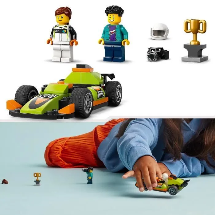 LEGO® 60399 City La Voiture de Course Verte, Jouet pour Garçons et Filles Dès 4 Ans, avec Photographe et Pilote-3