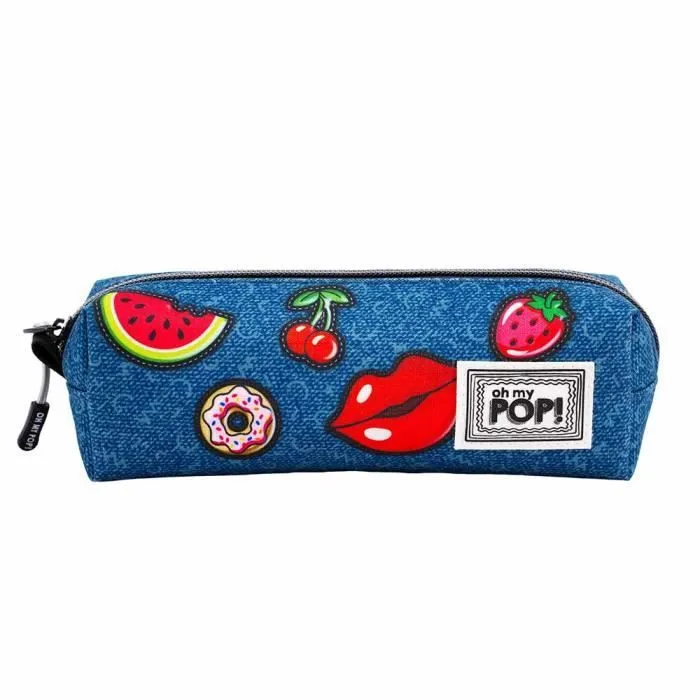 Trousse à crayons - Oh My Pop! - Carré HS - Bleu Foncé - Blanc - 5,50 x 21,00 x 7,00 cm-1