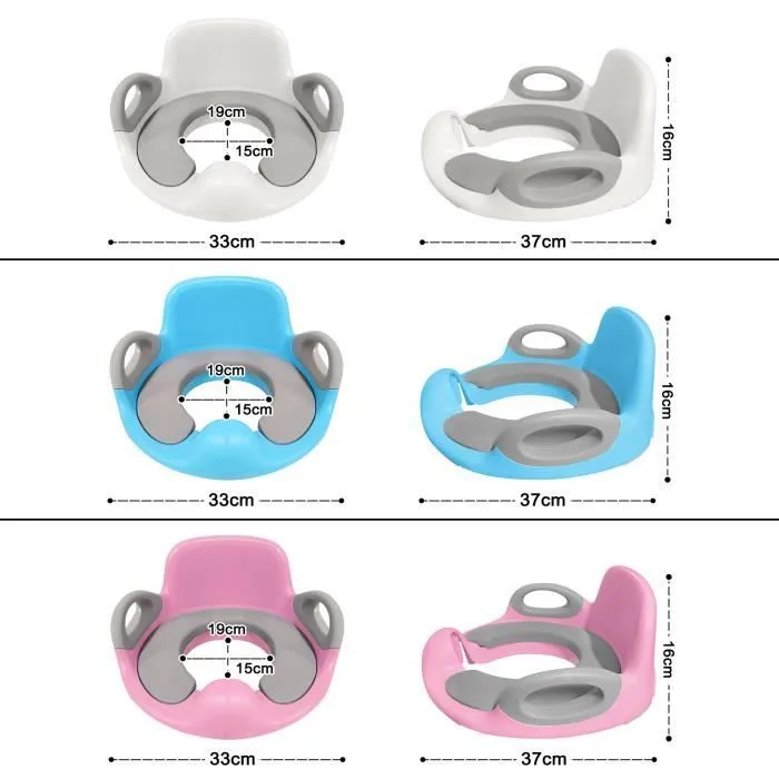 Réducteur WC Bébé XMTECH - Siège de Toilette avec Coussin et Poignée - Bleu et Gris-1