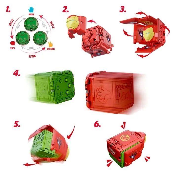 Battle cubes - BAV00200 - Lot de 2 Cubes de Combat Avengers - Hulk et Veuve Noire, Papier Roche, Jeu de Ciseaux-3