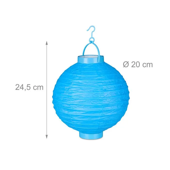 Relaxdays Lampion chinois LED abat-jour papier lanterne boule 20 cm rond décoration set de 10 à piles, coloré-3