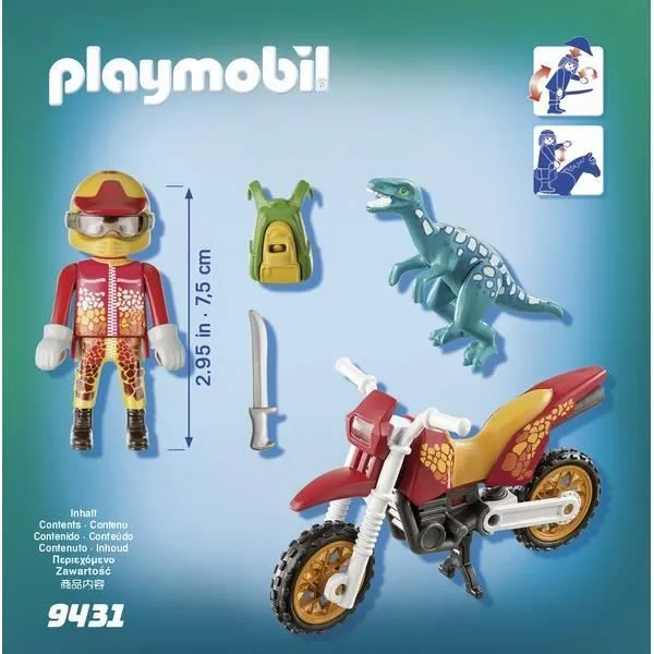 PLAYMOBIL 9431 - Dinos - Pilote De Moto Et Raptor - The Explorers - Mixte - Autre-2