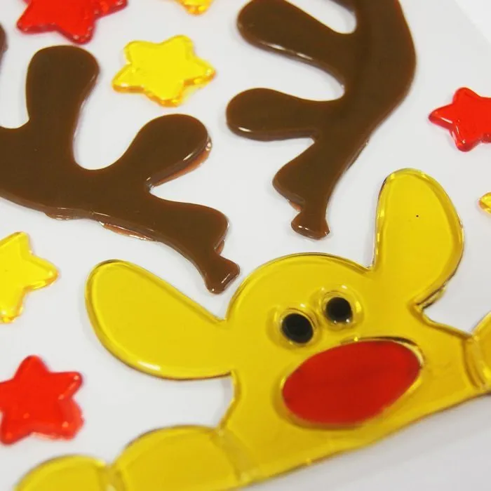 Stickers gel Noël pour fenêtre - Renne à la fenêtre-0