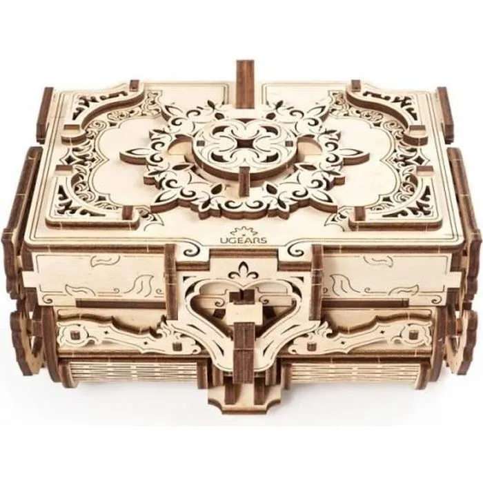 Boîte Antique UGEARS - Puzzle 3D Mécanique en Bois - 100-200 Pièces - Pour Bébé de 14 ans et Plus-0